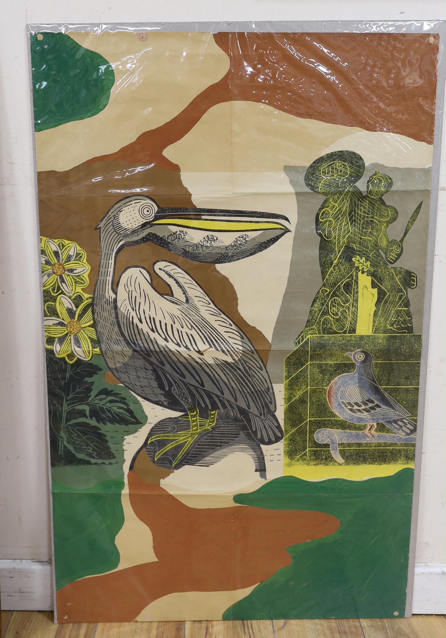 Edward Bawden RA (1903-1989), unfinished and overpainted trial proof lithographic poster, 'St James's Park' 1936, 101 x 63cm, unframed